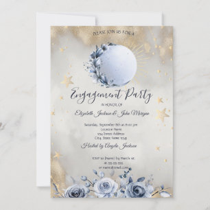 Celestial Sun,Blue Moon Roses Stars  Invitation