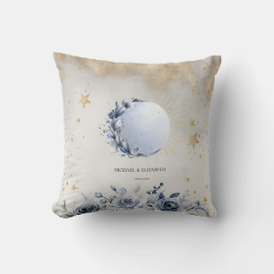 Celestial Sun,Blue Moon Roses,Stars Night Sky Cushion