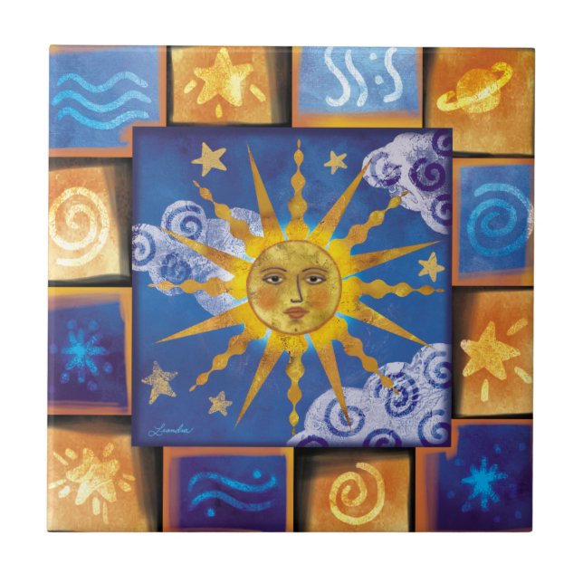 Celestial Sun Ceramic Tile (Front)