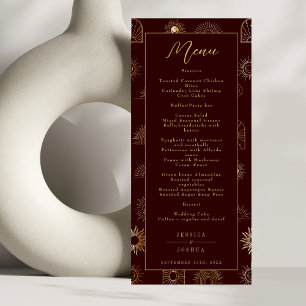 Celestial Sun Crescent Moon Burgundy Golden Menu