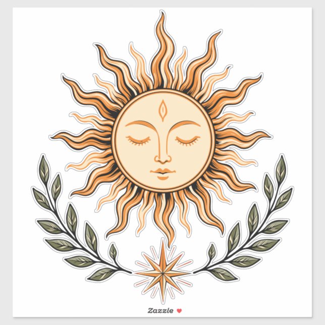 Celestial Sun Face Botanical Mystical Art (Sheet)