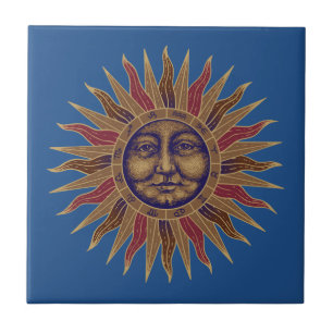 Celestial Sun Face Ceramic Tile