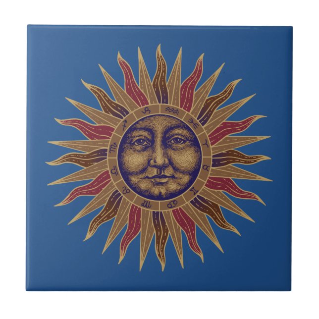 Celestial Sun Face Ceramic Tile (Front)