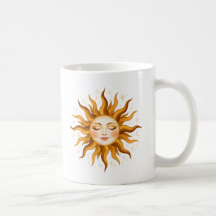 Celestial Sun Face Vintage Boho Art Coffee Mug