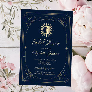 Celestial Sun Frame Dark Blue Invitation