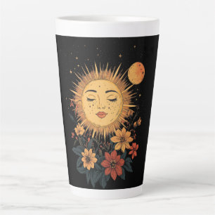 Celestial Sun Goddess with Blossoming Florals Latte Mug