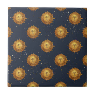 Celestial Sun Gold Pattern (1) Ceramic Tile