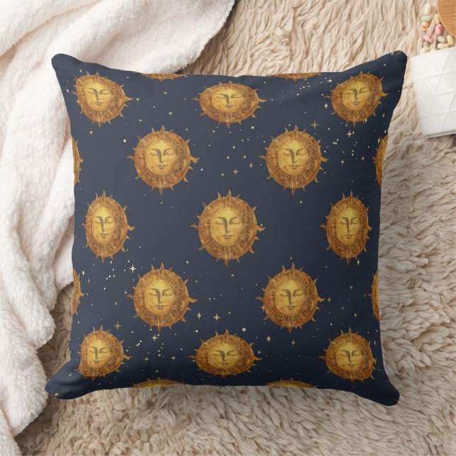 Celestial Sun Gold Pattern (1) Cushion (Blanket)