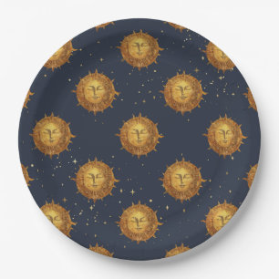 Celestial Sun Gold Pattern (1) Paper Plate