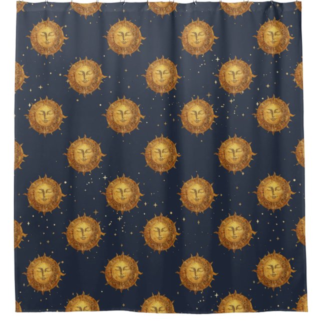 Celestial Sun Gold Pattern (1) Shower Curtain (Front)