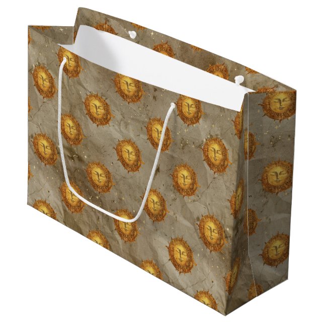Celestial Sun Gold Pattern (2) Large Gift Bag (Front Angled)
