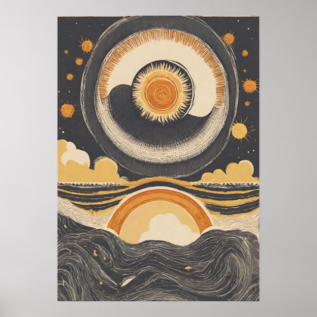 Celestial Sun Illustration Wall Art Poster (Front)