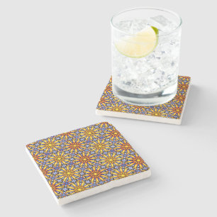 Celestial Sun Mandala  Stone Coaster