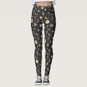 Celestial Sun Moon and Stars Night Sky  Leggings