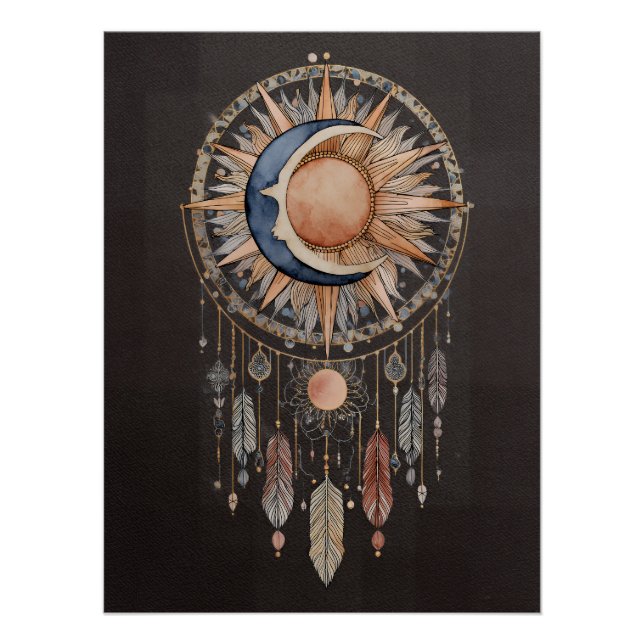 Celestial Sun Moon Dreamcatcher Poster (Front)