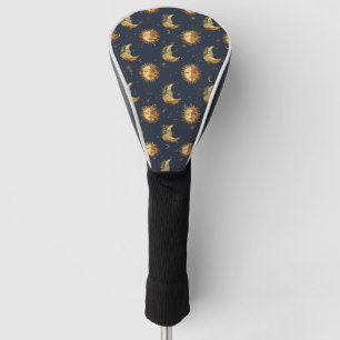 Celestial Sun & Moon Gold Starry Night Pattern (1) Golf Head Cover