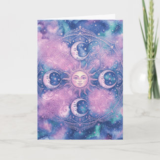 Celestial Sun & Moon Mandala Galaxy Nebula Card