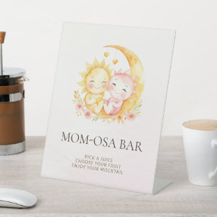 Celestial Sun Moon Mum-osa Bar Baby Shower Pedestal Sign