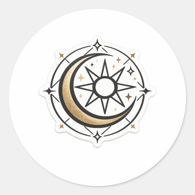 Celestial Sun Moon Mystical Boho Vinyl Sticker (Front)