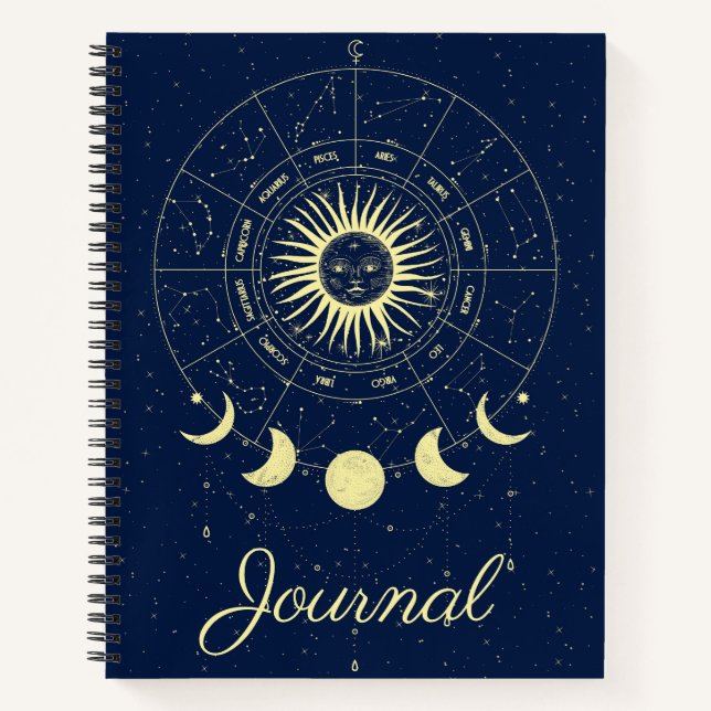 Celestial Sun Moon Phases Zodiac Journal (Front)