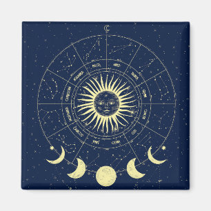 Celestial Sun Moon Phases Zodiac Magnet
