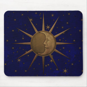 Celestial Sun Moon Starry Night Mouse Pad
