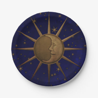 Celestial Sun Moon Starry Night Paper Plate