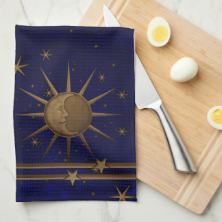 Celestial Sun Moon Starry Night Tea Towel