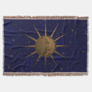 Celestial Sun Moon Starry Night Throw Blanket