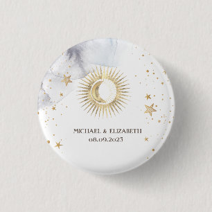 Celestial Sun,Moon,Stars 3 Cm Round Badge