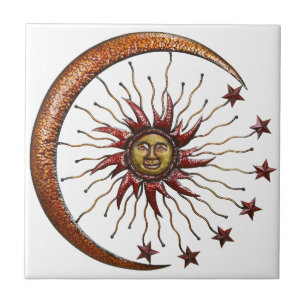 CELESTIAL SUN MOON & STARS ABSTRACT TILE