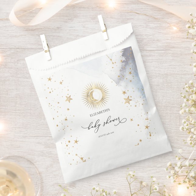 Celestial Sun,Moon,Stars Baby Shower  Favour Bag (Clipped)