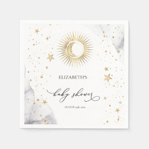Celestial Sun,Moon,Stars Baby Shower Napkin