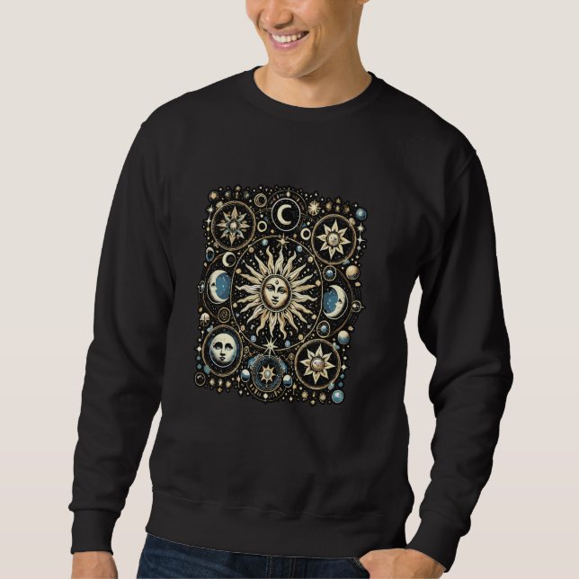 Celestial Sun Moon Stars Boho Cosmic Galaxy Space  Sweatshirt (Front)
