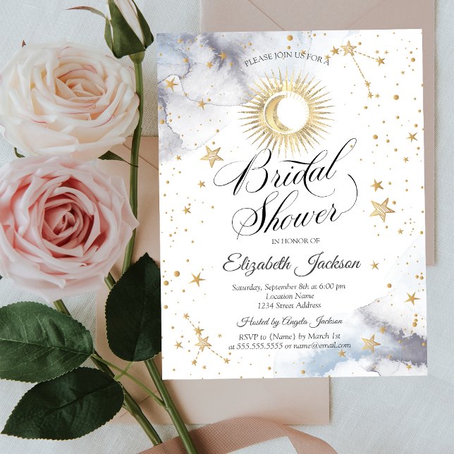 Celestial Sun,Moon,Stars Bridal Shower Invitation (Creator Uploaded)