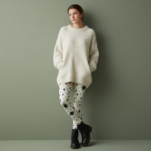 Celestial Sun Moon Stars Cream Leggings