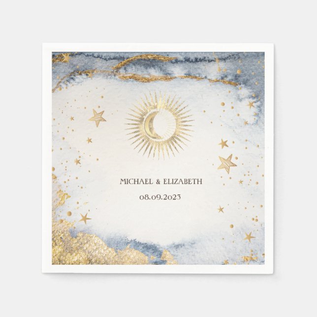 Celestial Sun,Moon,Stars  Napkin (Front)