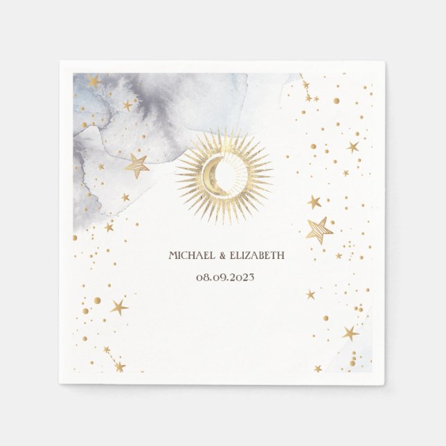 Celestial Sun,Moon,Stars  Napkin (Front)