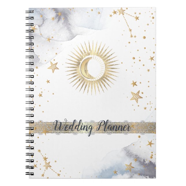 Celestial Sun,Moon,Stars  Notebook (Front)