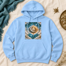 Celestial Sun Moon Stars Teal Gold Fantasy