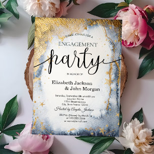 Celestial Sun,Moon,Stars Watercolor Engagement   Invitation