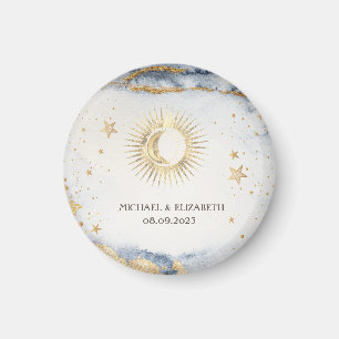 Celestial Sun,Moon,Stars Watercolor Magnet