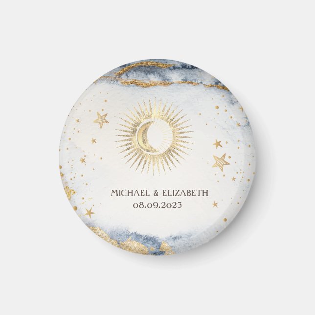 Celestial Sun,Moon,Stars Watercolor Magnet (Front)