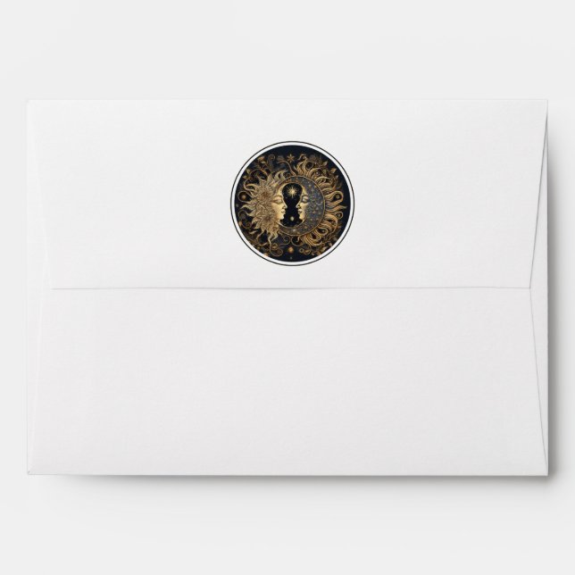Celestial Sun Moon Stars Wedding  Envelope (Back (Top Flap))