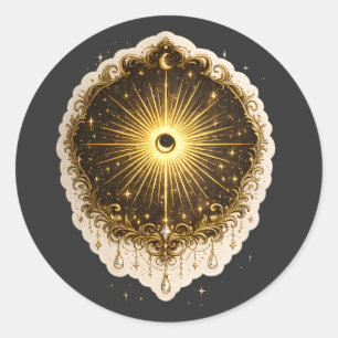 Celestial Sun Moon Symbol Sacred Cosmic Balance Classic Round Sticker
