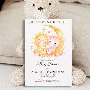 Celestial Sun Moon Watercolor Baby Shower  Invitation