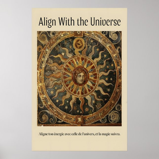 Celestial Sun Mosaic Art Print Antique Astrology (Front)