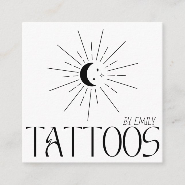 Celestial Sun Tattoo Salon Square Business Card (Front)