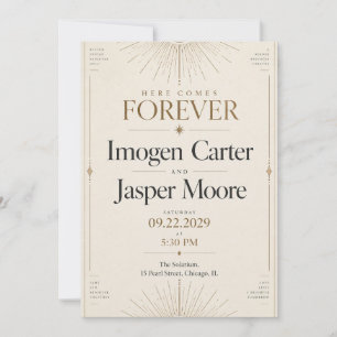 Celestial Sunburst Art Deco Wedding Invitation