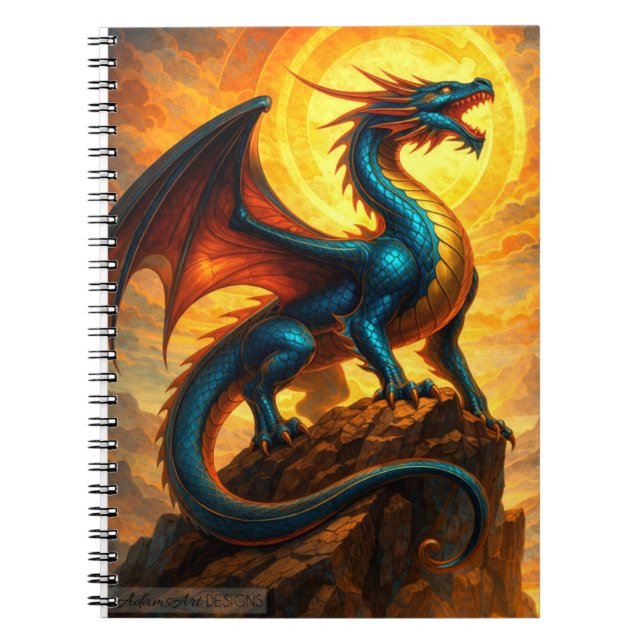 Celestial Sunfire Dragon Fantasy Notebook (Front)